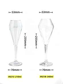 1个优质PC材质果汁杯，V形透明高脚杯，可重复使用杯子套装，适合派对和婚礼果汁杯 - 無色 - 查看 2