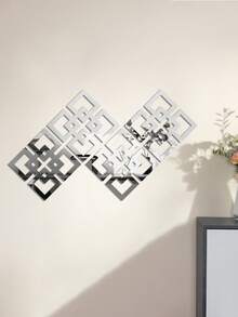 4pcs Rhombus Acrylic Decorative Mirror Stickers, Minimalist Hollow Acrylic Mirror Stickers, Home Decor Mirror Stickers With Adhesive For Bedroom, Bathroom, Waterproof, Seamless Full-Length Mirror Wall Decor - Mirror Wall Stickers - View 3
