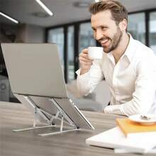 Iron Alloy Notebook Desktop Stand With Adjustable Height, Foldable And Portable Cooling Base, Height-Increasing Bracket, And Phone Holder - Multicolor - View 10