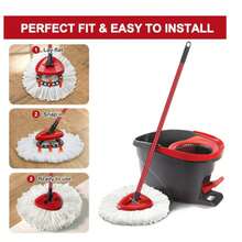 [3 Pack]Spin Mop Replace Head, EasyWrin Spin Mop Head Refill, Universal Microfiber Replacement Mop Heads, Machine Washable, Deep Cleaning And Easy-To-Replace(White) - A - 查看 3