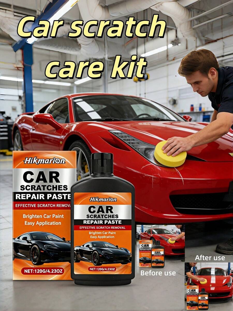 2 piezas Kit de reparación de arañazos para automóvil Hikmarion: Juego de pintura, arañazos, raspones, restauración y mantenimiento diario - Multicolor - Ver 1
