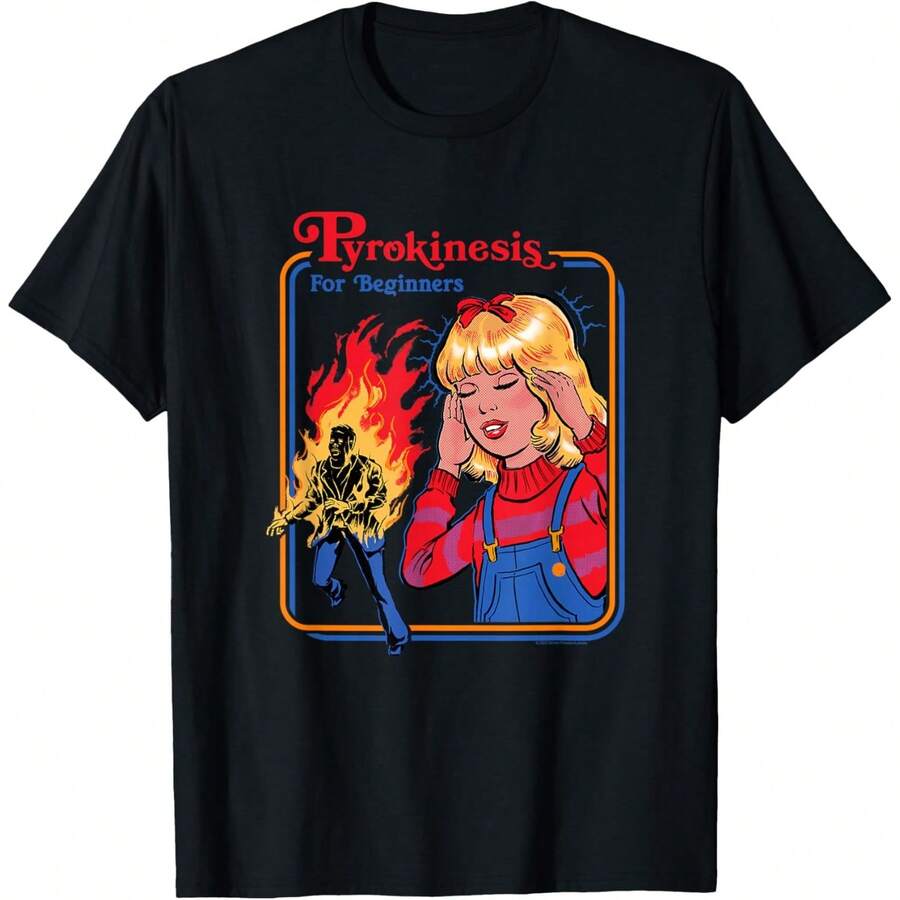 Stevens Rhodesa Pyrokinesis For Beginners Retro Dark Humor T-Shirt - Black - View 1