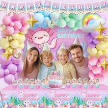 118pcs Mexican Axolotl-Themed Balloon Arch Set, Includes Rainbow Cloud And Star Foil Balloons, As Well As Pink, Purple, Blue, And Yellow Latex Balloons. Perfect For Birthday Parties, Baby Showers, First Birthday Celebrations, And Rainbow/Mexican Axolotl-Themed Parties. - Multicolor - View 5