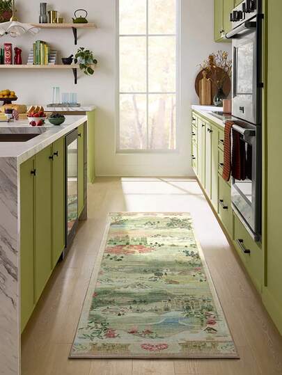 1pc Classic American Painting Style Area Rug/Carpet/Mat, Suitable For Hallway, Bathroom, Kitchen, Entryway, Corridor, Bedside, Living Room, Bedroom, Soft & Washable, Home Decor