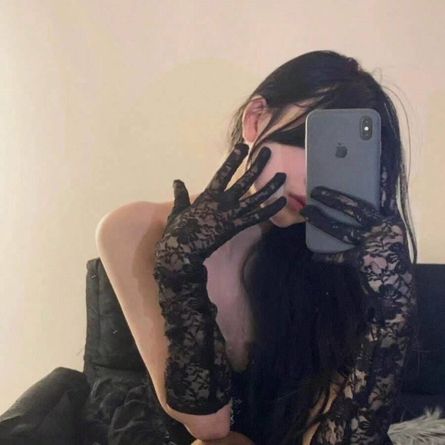 Vintage Mesh Thin Hot Girl Gloves Mesh Lace Sexy Photo Props - 黑色 - 查看 1