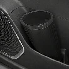 1pc Cup-Shaped Car Trash Can With Lid And Garbage Bags, Fits Cup Holder/Armrest Box, Multifunctional Car Storage - A - View 5