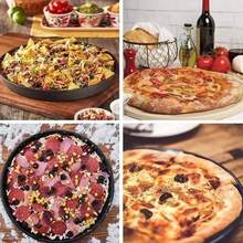 Non-Stick Carbon Steel Pizza Pan Oven Baking Trays Mold Microwave Cake Pan Dish Mould Patisserie Tarte Pie Sapan Tools - Black - View 3