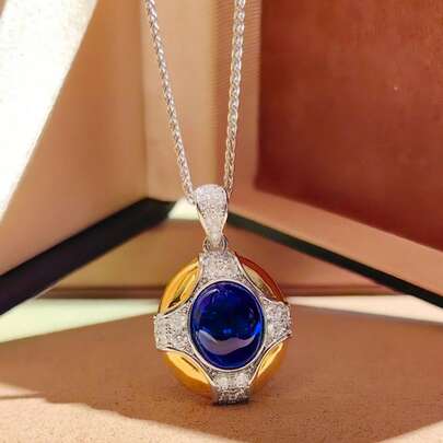 Vintage Palace Style Luxury 18K Gold Plated Oval Zirconia Crystal Exaggerated Fashion Pendant Necklace