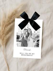 1/3pcs Customized Photo & Text Bridesmaid Proposal Cards, Minimalist Style Bridesmaid Proposal Card Template With Bow, Will You Be My Bridesmaid Cards - Multicolor - View 4