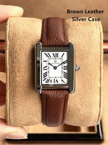 Pablo Raez 1pc 18K Gold Ladies Classic Wristwatch Rectangle Golden Plated Non Tarnish Color Vintage Women Watch Stainless Steel Square Top Brand New Design Dress Quartz Clock Elegant Retro Lady Watch Fashionable White Face With Real Bar &Roman Numeral Scales High Quality AAA Girls Students Popular Wristwatch Comfortable Brown - 均碼 - 查看 13
