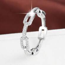 1pc Chain Design Cubic Zirconia Inlaid Fashion Ring For Women - Multicolor - View 9