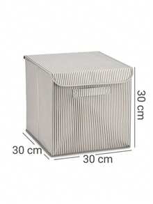 Gray Striped Lid Organizer And Storage Box 30x30x30 - Grey - View 5