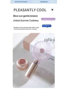 MEET SUN 1pc Transparent Solar Powered Crystal Rechargeable Quiet Fan, 3 Wind Speed Settings, Portable & Mountable, Best Selling Cross-Border Product, Comes With Hanging Strap - Multicolor - View 7