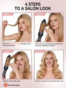 UKLISS 32毫米卷发梳，HAIR It-Curl热风造型器，负离子功能，9档温度设置，打造蓬松卷发和自然波浪，升级复合梳齿 - 黑色 - 查看 5