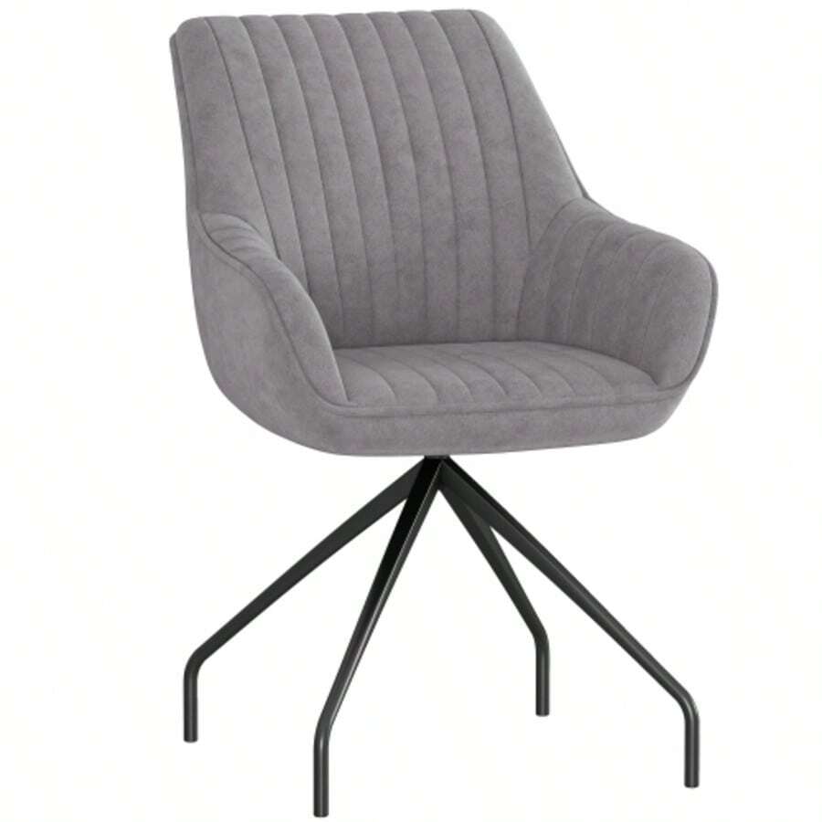 Swivel Armchair With Armrests, Velvet Look, Metal Legs, For Bedroom Or Living Room, Dark Grey - Grey - View 1