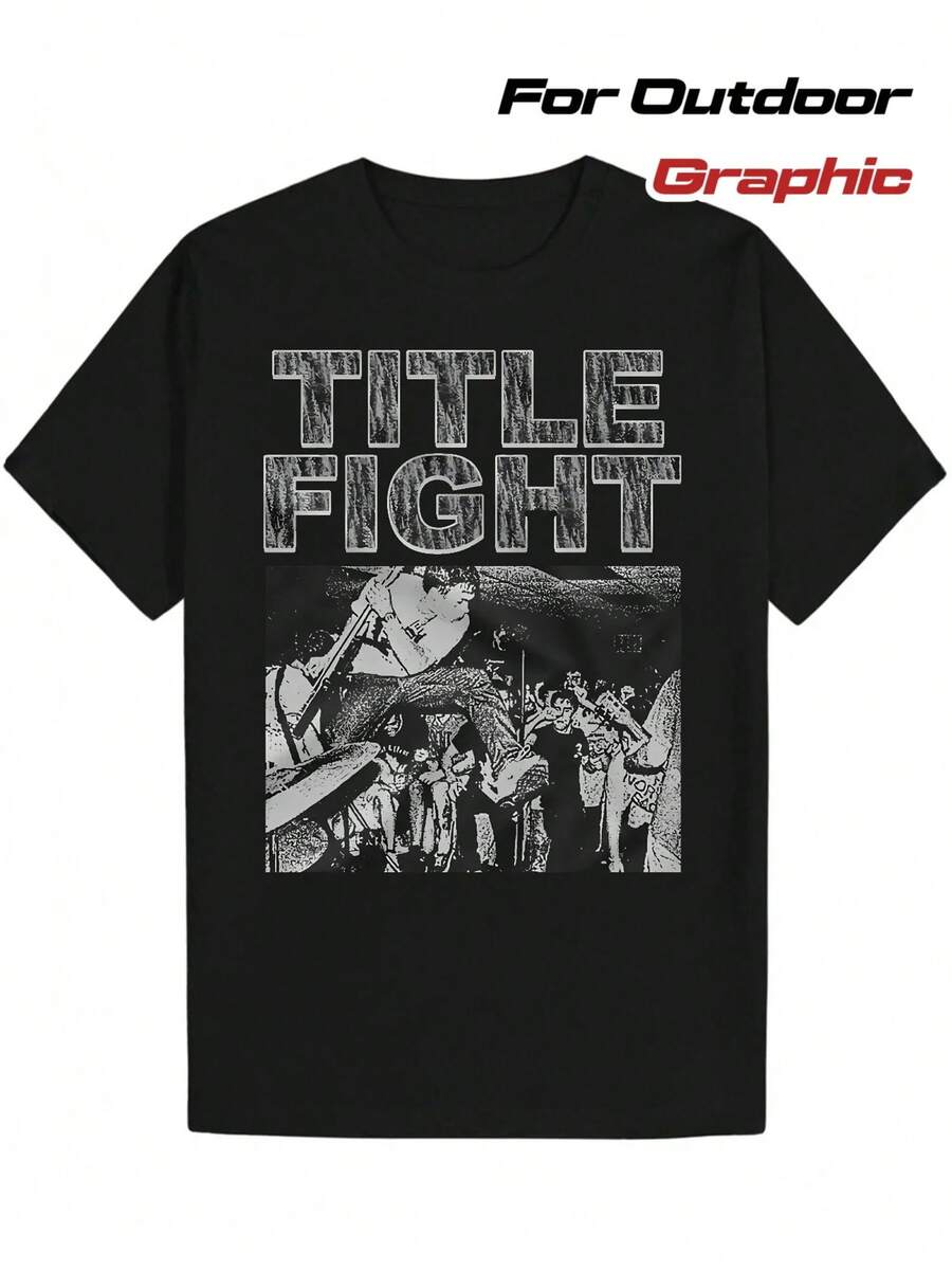 Men's Title Fight Music Band Design T-Shirt - Black - View 1