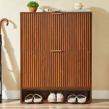 24 Cm Schmaler Schuhschrank Mit Nutfront – Höhenverstellbar Mit Kippschutz Und Stabilem Dekotisch Für Den Flur, In Nussbaum-Optik - Redwood - View 5