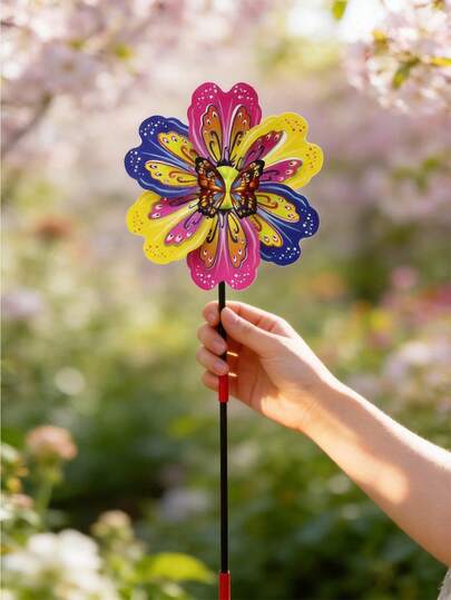3D Butterfly Windmill | Colorful Plastic Windmill Decor, Outdoor Garden Decoration, Spring