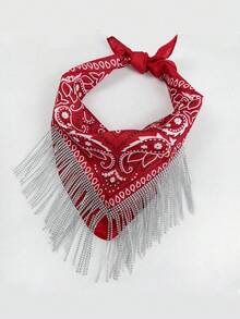 1件女士波西米亚风流苏方巾，仿钻石穗饰，适合派对、婚礼、街头等场合 - 彩色 - 查看 4