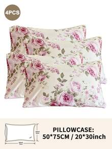 1pc/2pcs/4pcs Floral Print Pillowcase, Breathable Soft Comfortable, Envelope Closure Suitable For Bedroom Sofa Home Decor, Retro Style Bedroom Living Room Home Decor, Pillow Insert Not Included, Suitable For All Seasons - Multicolor - View 18