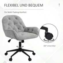 Swivel Armchair, Height Adjustable, Ergonomic, Light Grey Velvet Look, For Living Room And Office. - Grey - View 6