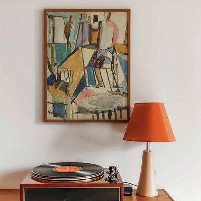 1pc Unframed Abstract Art Print - Modern Poster With Colorful Figures And Geometric Shapes, Frameless Canvas Suitable For Living Room, Bedroom Or Office Decor, Indoor And Outdoor Use, Modern Life Decor | Abstract Wall Art | Unframed Canvas, Abstract Art Decor