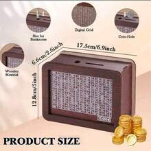 1 Stück handgefertigte Spardose aus Holz mit Sparzielen-Zähler, wiederverwendbare Münzablage und Aufbewahrungsbox, fördert Spargewohnheiten, perfektes Geschenk zu Geburtstag, Abschluss - Rostbraun - Übersicht 4