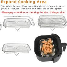 1pc/3pcs/Set Air Fryer Accessories, Multipurpose Air Fryer Accessories, Stackable Air Fryer Rack, Grill Mesh, Stainless Steel Baking Tray, Round/Square/Rectangular Stainless Steel Air Fryer Rack Set - Suitable For Oven And Air Fryer, Dishwasher , Perfect For Healthy Holiday Baking - Reusable Stackable Rack, Easy To Clean, Kitchen Gadgets - Silver - View 3