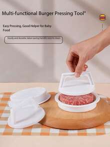 1/2pcs Plastic Hamburger Patty Maker - Non-Stick Burger Patty Mold, Cheese Burger Patty Maker, Suitable For Beef, Vegetables, Kitchen Tools, Grill Accessories, Patty Maker, Easy To Clean - White - View 9