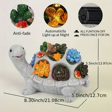 1 Pc Solar Powered Turtle Outdoor Statue Decoration, Outdoor Statue And Garden Decoration, Suitable For Courtyard And Terrace Decoration, Adding Unique Charm To Your Outdoor Garden Decoration - 烏龜 - 查看 3