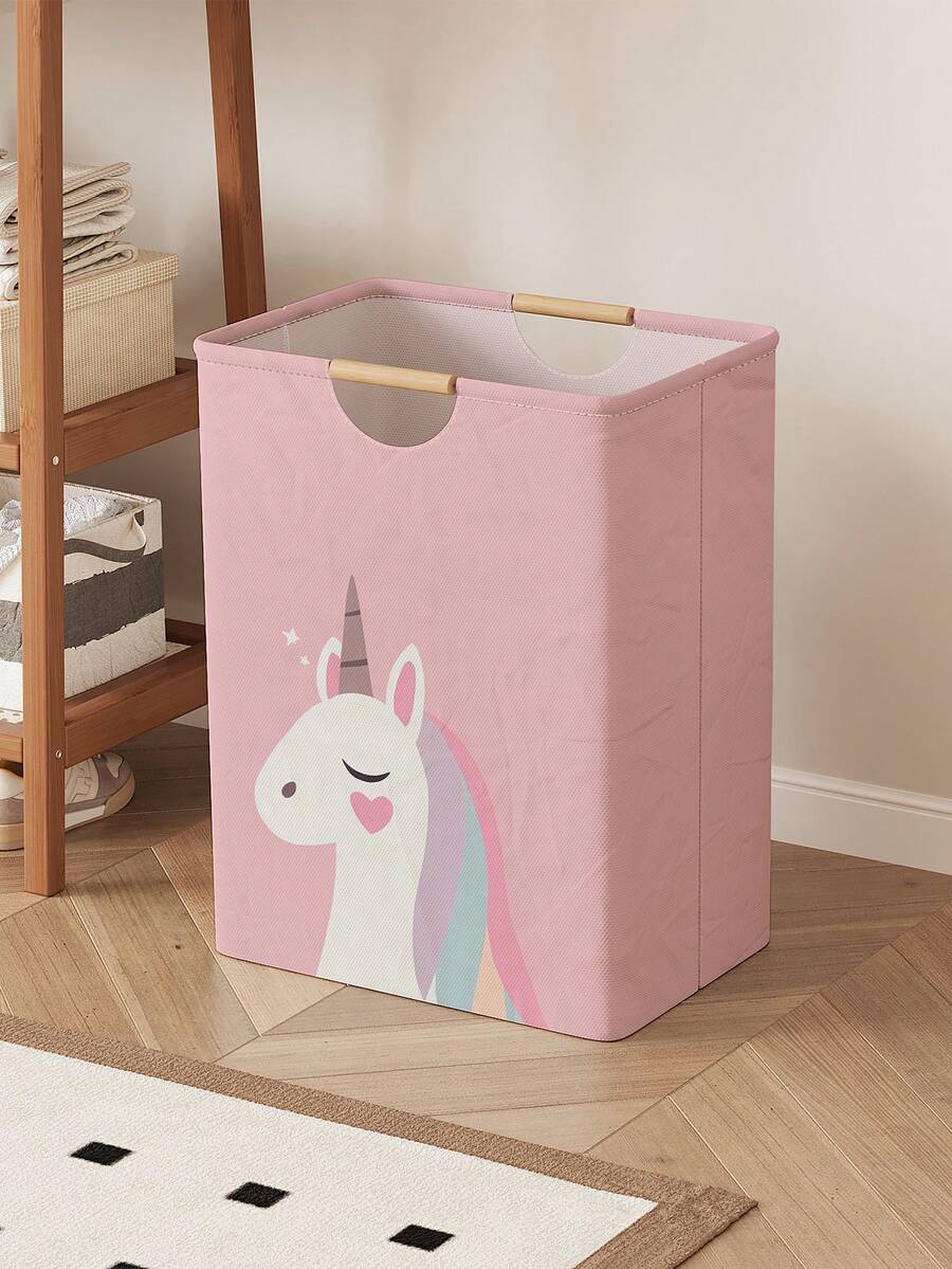 1 hộp đựng đồ gấp gọn in hình động vật, giỏ đựng quần áo bẩn có tay cầm bằng gỗ, thùng đựng quần áo bẩn gấp gọn dùng trong nhà tắm. - Nhiều màu - Xem 1