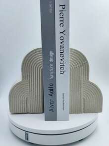 2个/套，时尚树脂书挡，拱形哑光条纹书挡，黑/白装饰摆件，适用于家庭办公室书桌书架装饰，乔迁新居新年礼物 - 拱門書立 - 查看 5