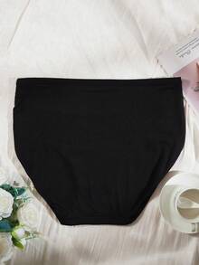 6pcs/Pack Plus Size Women's High Waist Solid Color Elastic Comfortable Briefs - Multicolor - View 3