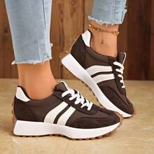 Shoes Retro Chunky Sneakers Instep Bulky Running Sneakers For Women, Shoes For Women,Women's Comfortable Lace-Up Sneakers - Lightweight Multifunctional Casual Shoes, Non-Slip Rubber Sole, Suitable For All Seasons - Brown Upgraded Version - View 4