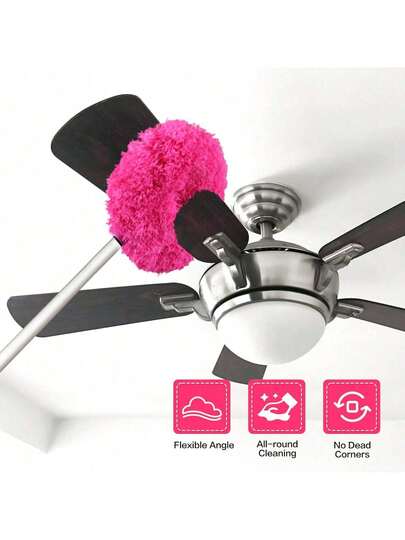 Long-Handled Microfiber Ceiling Fan Duster - Dust-Locking, Reusable, Machine Washable, Effortless Cleaning Brush -Ideal For RVs & Home Use