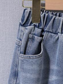 青少年男孩日常通勤休闲时尚破洞牛仔裤 - 淺色水洗藍 - 查看 5