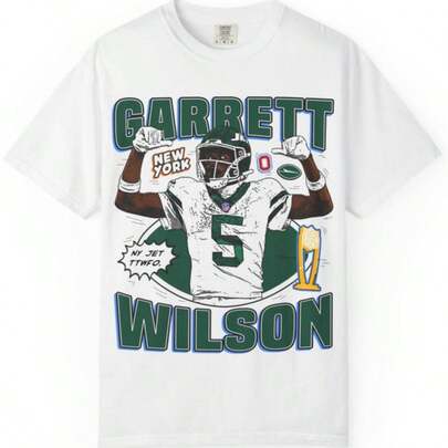 Garrett Wilson Football Comic Book Style Graphic Tee Uni Garment-Dyed T-Shirt