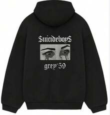 Suicideboy Graphic Print Hoodie,Suicideboy Skeleton Graphic Print Hoodie,Halloween Funny Graphic Hoodie, Sports Leisure Hoodie,Harajuku Hip Hop Rock Style Hoodie, Unisex Fashion ,Comfortable Streetwear - Black 9 - View 1