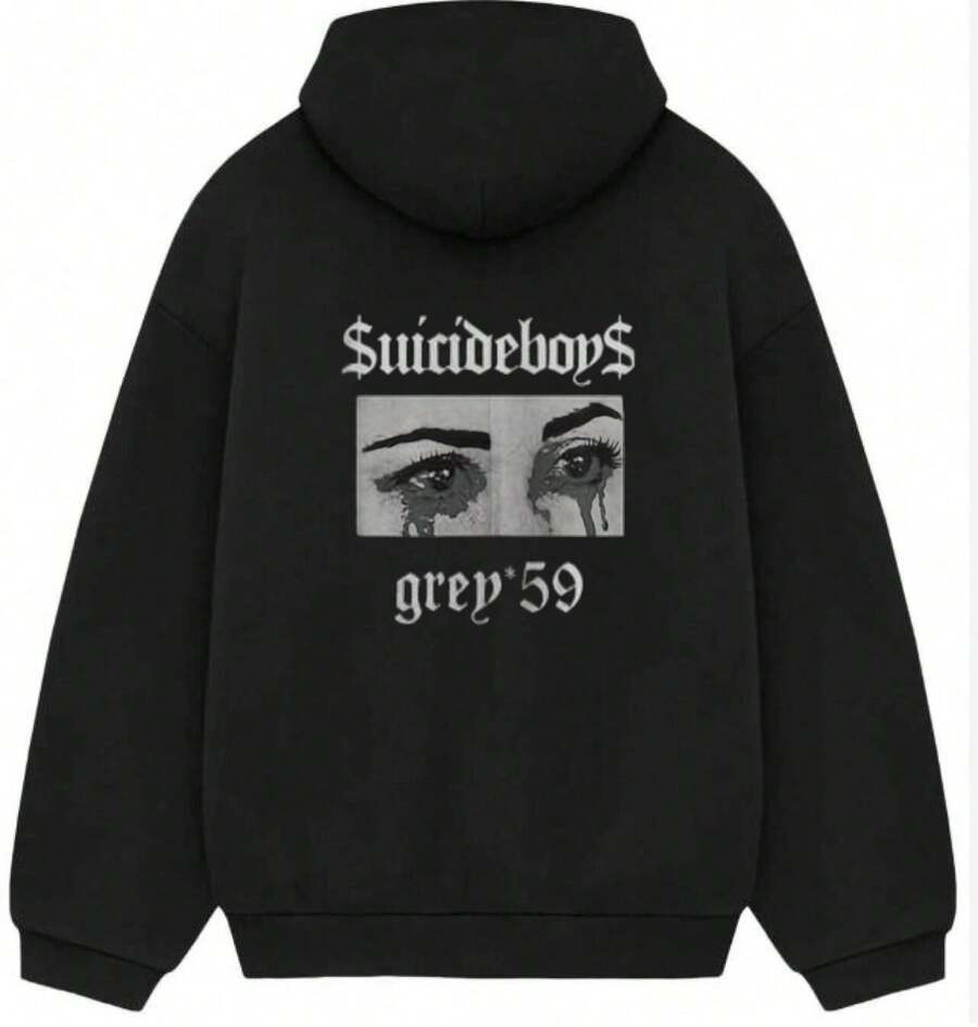 Suicideboy Graphic Print Hoodie,Suicideboy Skeleton Graphic Print Hoodie,Halloween Funny Graphic Hoodie, Sports Leisure Hoodie,Harajuku Hip Hop Rock Style Hoodie, Unisex Fashion ,Comfortable Streetwear - Black 9 - View 1