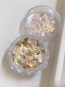 2盒全新闪亮亮片美甲装饰品，简约百搭时尚韩版金色六边形3D混合闪粉亮片，美甲用品，Y2K风格，美甲DIY装饰组件，美甲配件 - 彩色 - 查看 3