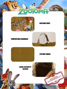 Disney 1个官方授权的《疯狂动物城》印花帆布手提袋，男士多功能卡通可调节肩带手提单肩包，大容量手提包，——非常适合男士/学生，适合外出/日常/购物、假日等场合。 - 彩色 - 查看 10