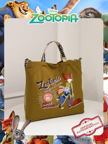 Disney 1个官方授权的《疯狂动物城》印花帆布手提袋，男士多功能卡通可调节肩带手提单肩包，大容量手提包，——非常适合男士/学生，适合外出/日常/购物、假日等场合。 - 彩色 - 查看 11