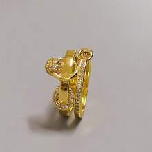 VKHK 1pc 18K Gold Plated Zirconia Decorated Ring, Suitable For Women's Daily And Wedding Wear As Gift - Diamond Ring - View 8
