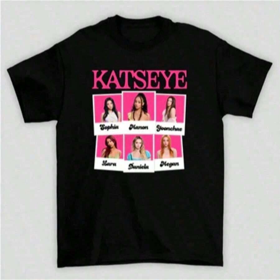 Valentine Outfits For Women2026Summer Casual Pure Cotton Men's T-Shirt Katseye Beautiful Chaos Tracklist Shirt, Katseye Kpop Shirt, Katseye Gnarly Shirt, Gabriela Shirt,Short Sleeved Single-Sided Printed T-Shirt,Pullover Style Shirtbad Bunny Shirt Valentines Day Outfit - 黑色 3 - 查看 1
