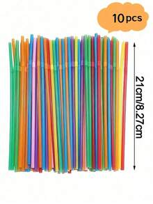 300/200/100/10pcs Colorful & Black Flexible Straws, Suitable For Coffee And Beverage Mixing, Drink Accessories For Milkshakes, Bubble Tea, Iced Coffee, Etc. These Straws Are Flexible, Suitable For Bars And Clubs. The Black Flexible Straws Are Suitable For Coffee And Beverage Mixing, As Drink Accessories, And Can Also Be Used In The Kitchen, Bars, Clubs, Various Drinks, Milk, Soda, Parties, Back-To-School, Offices, Valentine's Day, Competitions, Restaurants And Homes. - 彩色 - 查看 3