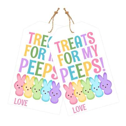 Easter Gift Tags Happy Tags, Bunny Name Tag 24pcs, Sweet Easter Gift Tags - DIY Easter Basket Gifts - My Peeking Easter Tags