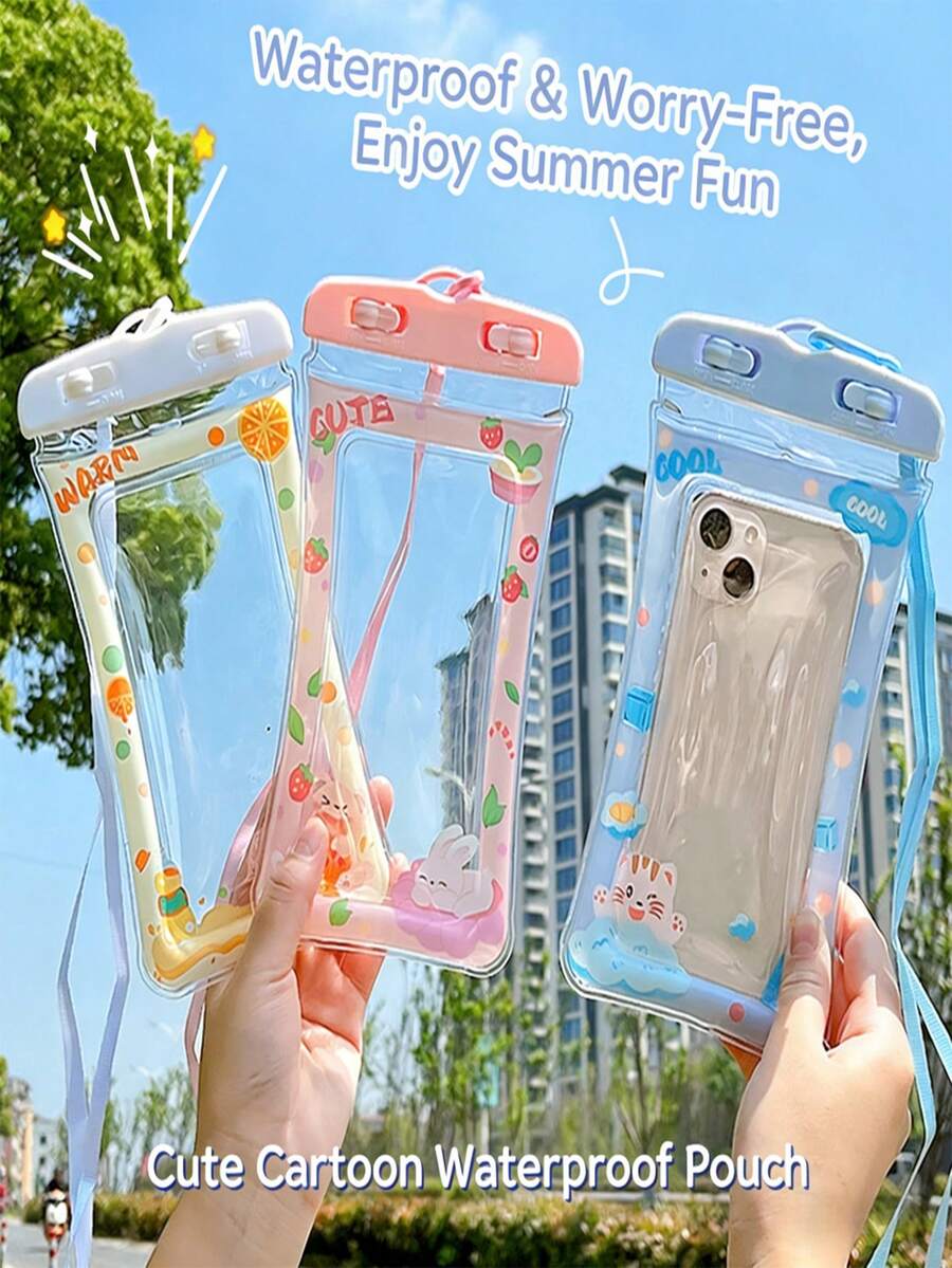 防水手机袋，触屏手机保护套，适用于游泳、漂流、摄影、潜水，密封透明防尘袋/漂流防水套，泳池派对防水手机套，可爱卡通防水手机袋，漂浮气垫触屏保护套 - A - 查看 1