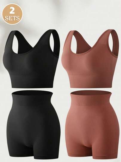 2-delat set med sportdräkter för kvinnor, bekväma hemkläder och bekväma utomhuströjor och byxor