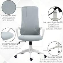 Height-Adjustable Office Chair With Tilt Function, Ergonomic Swivel Chair In Light Grey Stretch Fabric For Office And Home Office - Silver - View 7