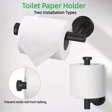 2pcs Set: Round Towel Ring + Toilet Paper Holder, Drill-Mounted Sturdy, Suitable For Bathroom, Toilet, Balcony, Kitchen - Multicolor - View 10